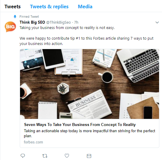 ThinkBigSEO Twitter Tips - Forbes Quote