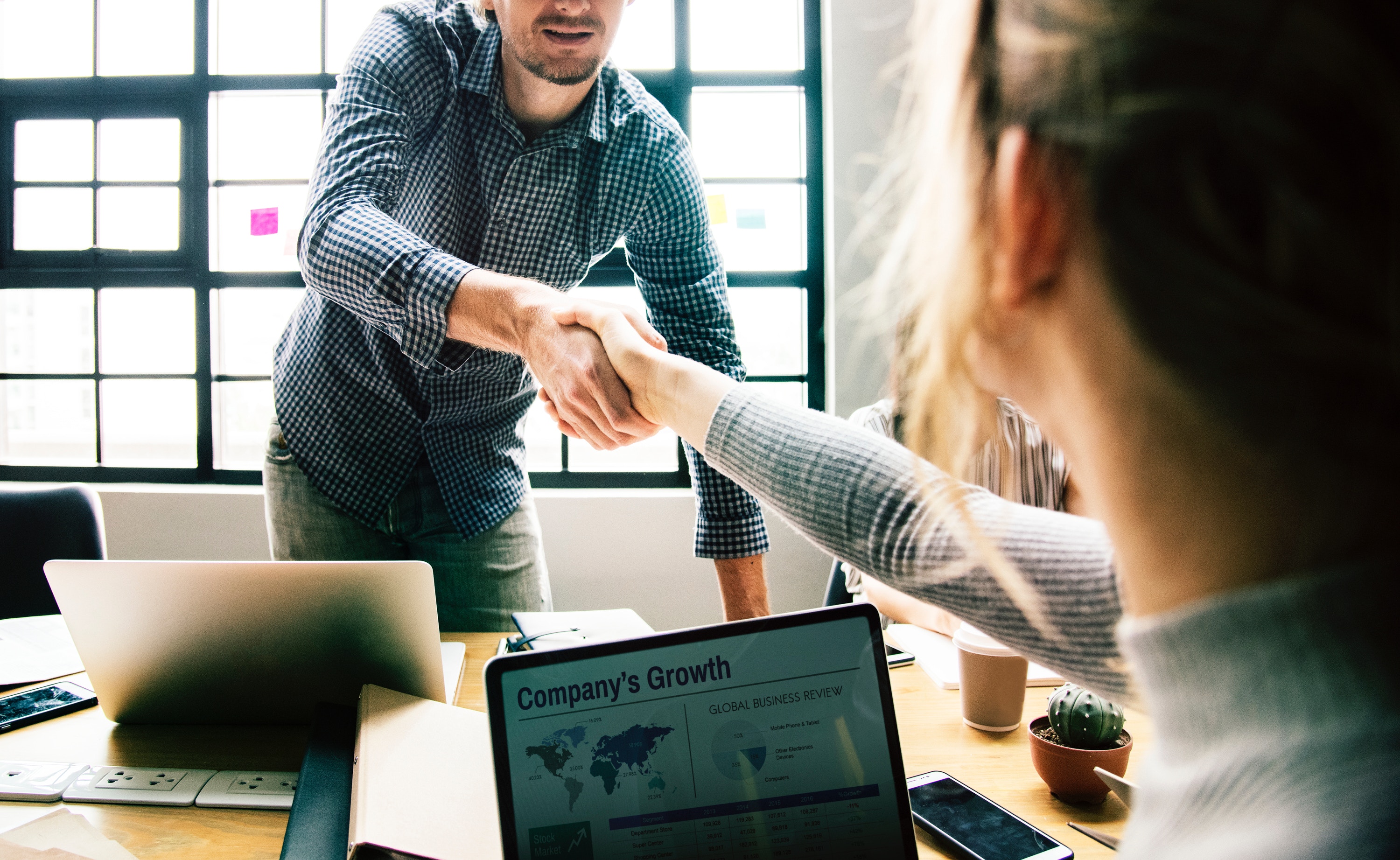 Man Congratulating employee your marketing effort is good