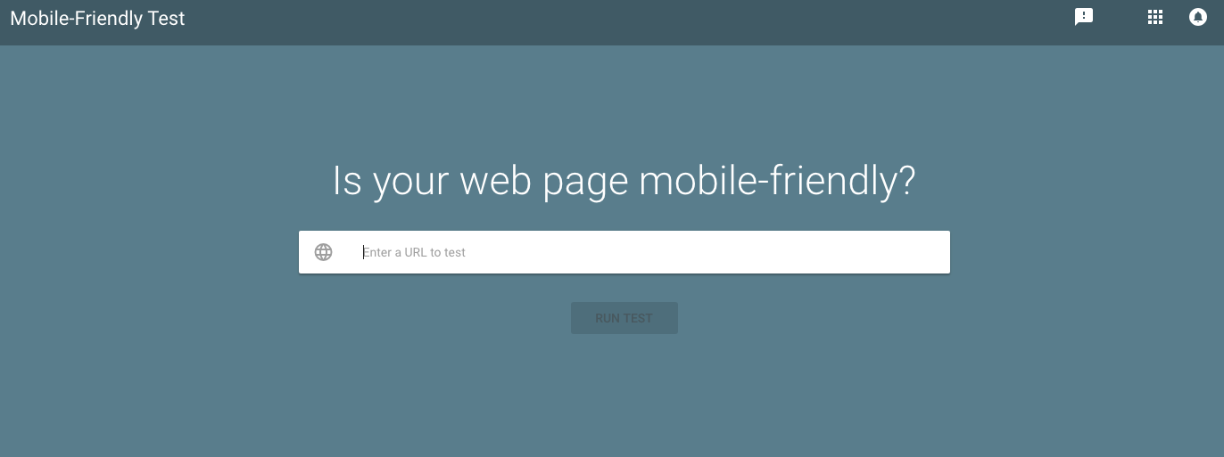 Page Mobile Friendly testing tool