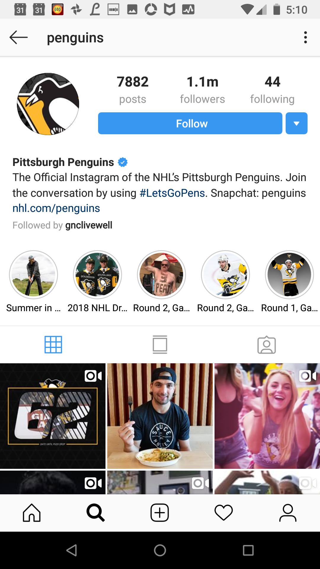 Pittsburgh Penguins Instagram Story