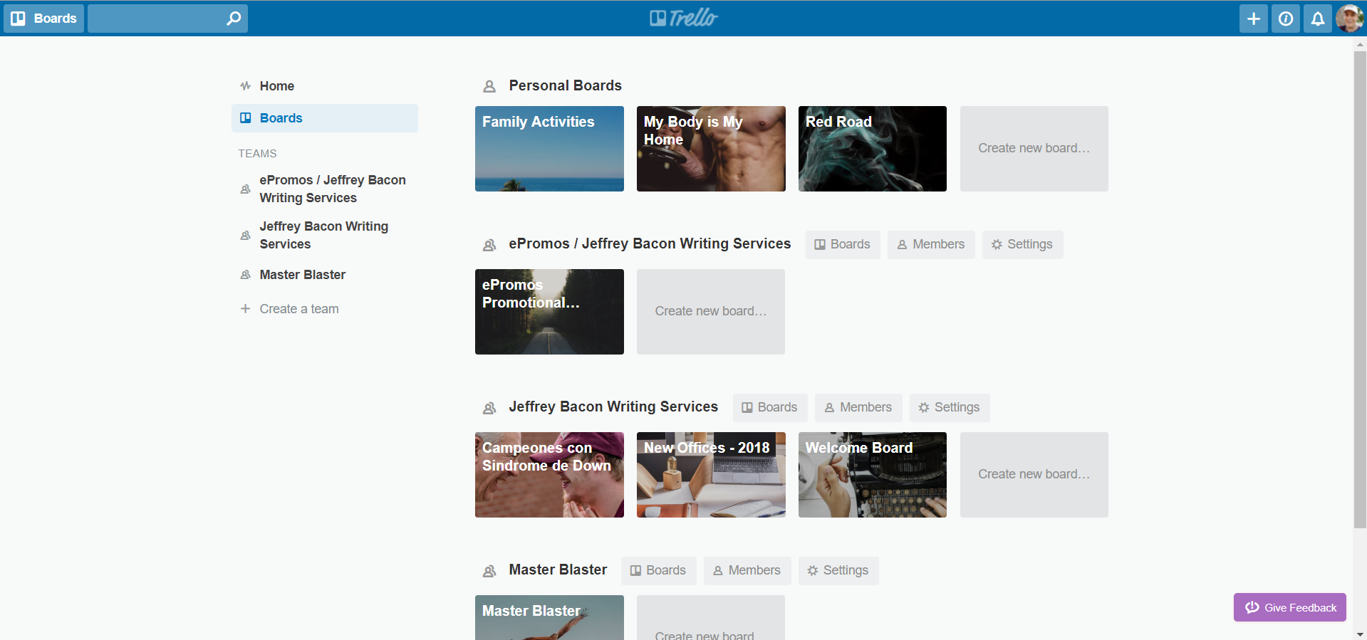 Trello Boards View